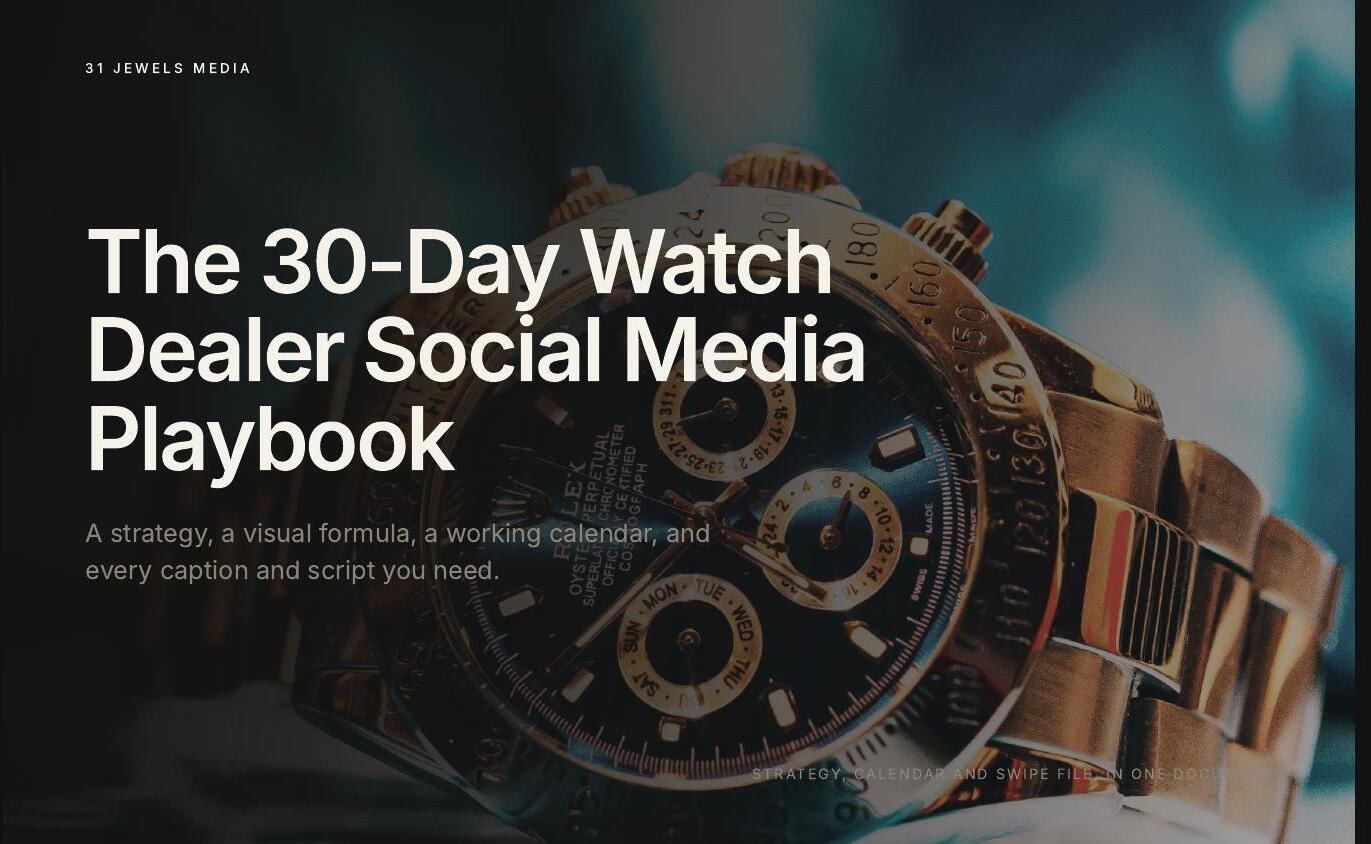 Cover of The 30 Day Watch Dealer Social Media Playbook